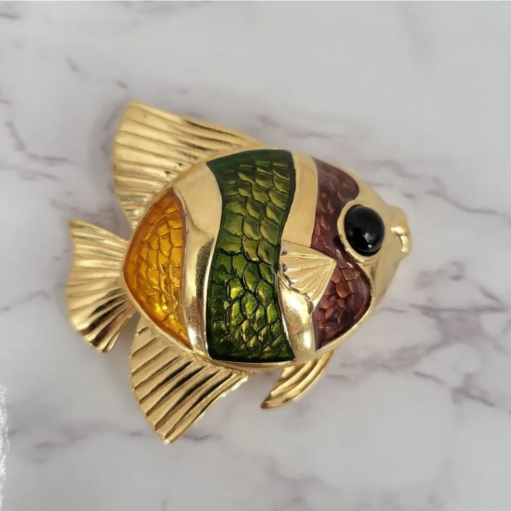Estee Lauder Tropical Fish White Linen Compact Trinket Box 90s